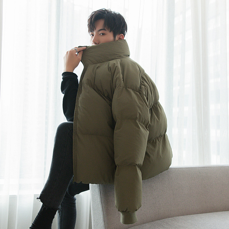 IEFB Men's Short Thick Cotton Padded Jacket Loose Casual Stand Collar Streetwear Fashion Winter Coat For Male Elastic Hem 9A478 210524