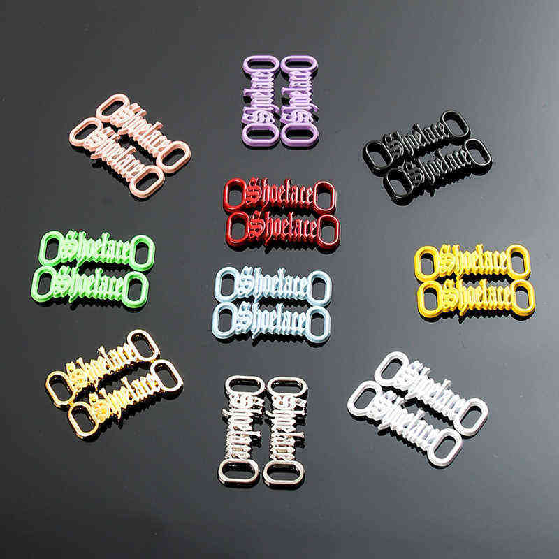 Shoes Accessories 1 Pair Diy Letter Shoelace Buckle Shoe Decorations Sneaker Kits Metal Shoelaces Stylish Sports Laces 220301