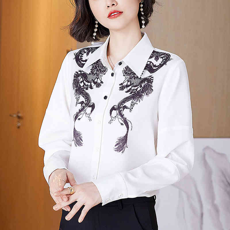 Korean Chiffon Blouse Women Spring Fashion Lace Patchwork Turn-down Collar Long Sleeve Office Wear Lady Shirts Plus Size Tops 210515