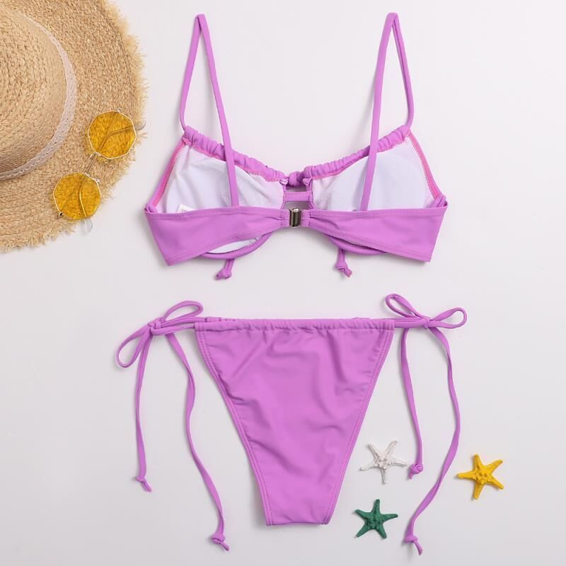Sexy Women Push Up Bikini Set Purple Swimwear Swimsuit Girl High Cut Bathing Suit Summer Biquini Beach Wear Bikinis Black 210520