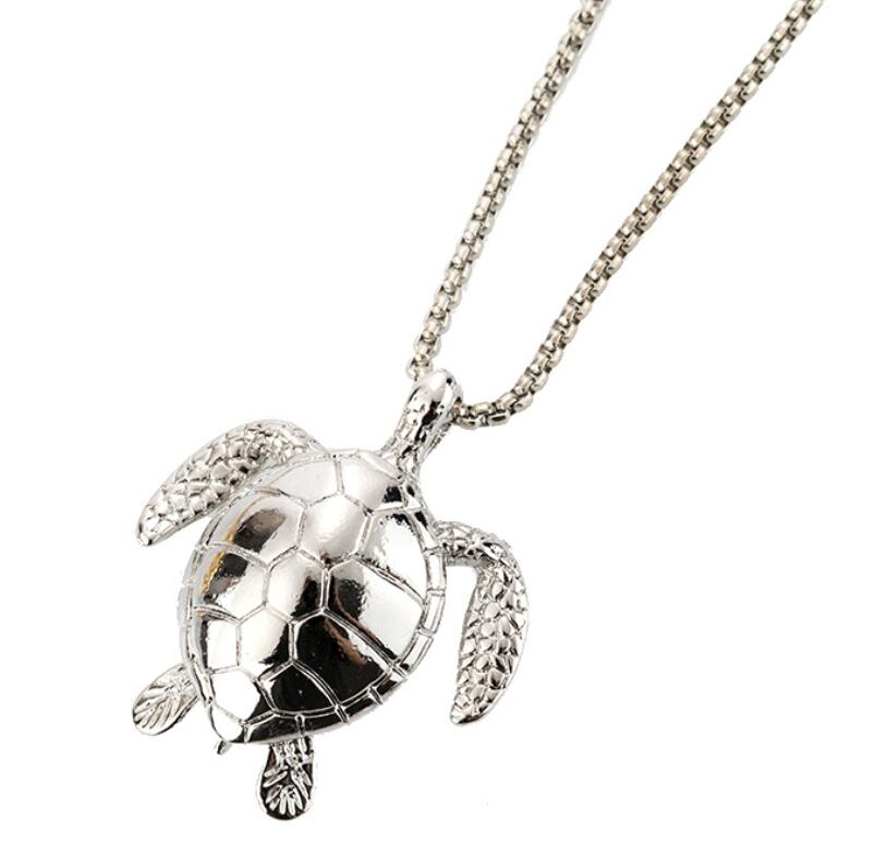 Steel Mens Womens Oxidized Rainbow Sea Turtle Tortoise Pendant Necklace 24 inches Chain, Animal Love