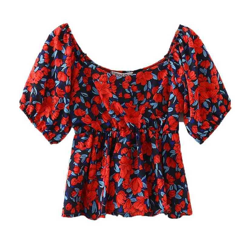 All Match Printed Flowers Chic Summer Sale Slim Sexy High Waist Blouses Ruffles Puff Sleeves Shirts 210525, Blue red
All Match Printed Flowers Chic Summer Sale Slim Sexy High Waist Blouses Ruffles Puff Sleeves Shirts 210525, Blue red