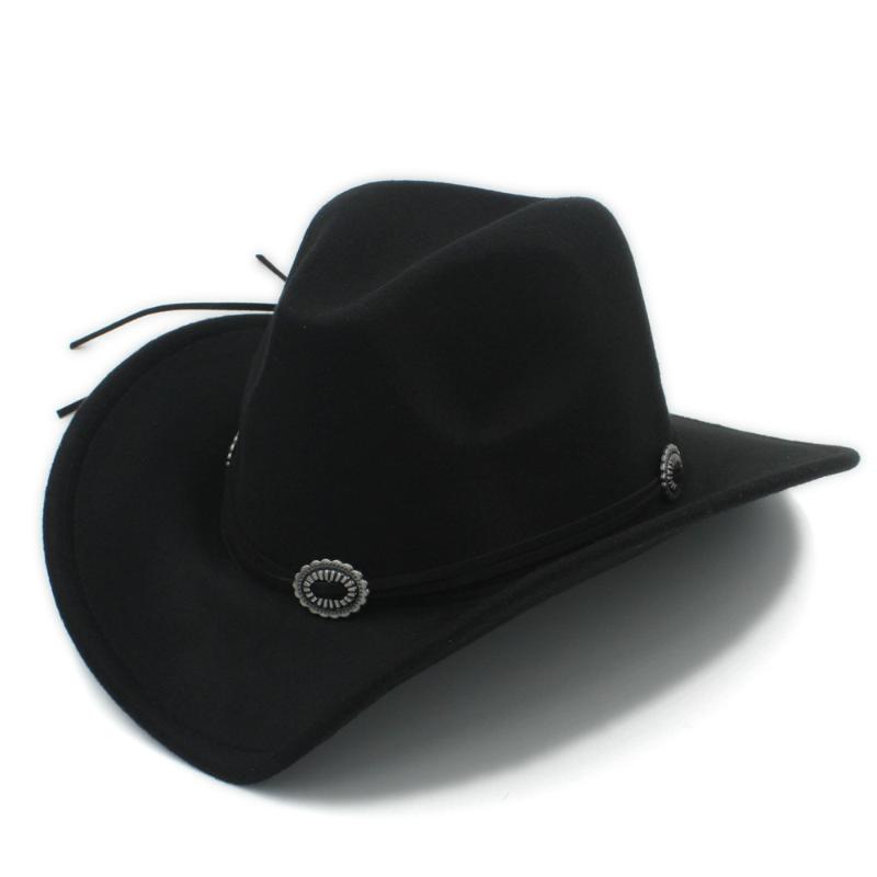 Cloches Fashion Wool Women Men Western Cowboy Hat For Gentleman Cowgirl Jazz Cap With Leather Outdoor Toca Sombrero 57-58CM, Black
Cloches Fashion Wool Women Men Western Cowboy Hat For Gentleman Cowgirl Jazz Cap With Leather Outdoor Toca Sombrero 57-58CM, Black