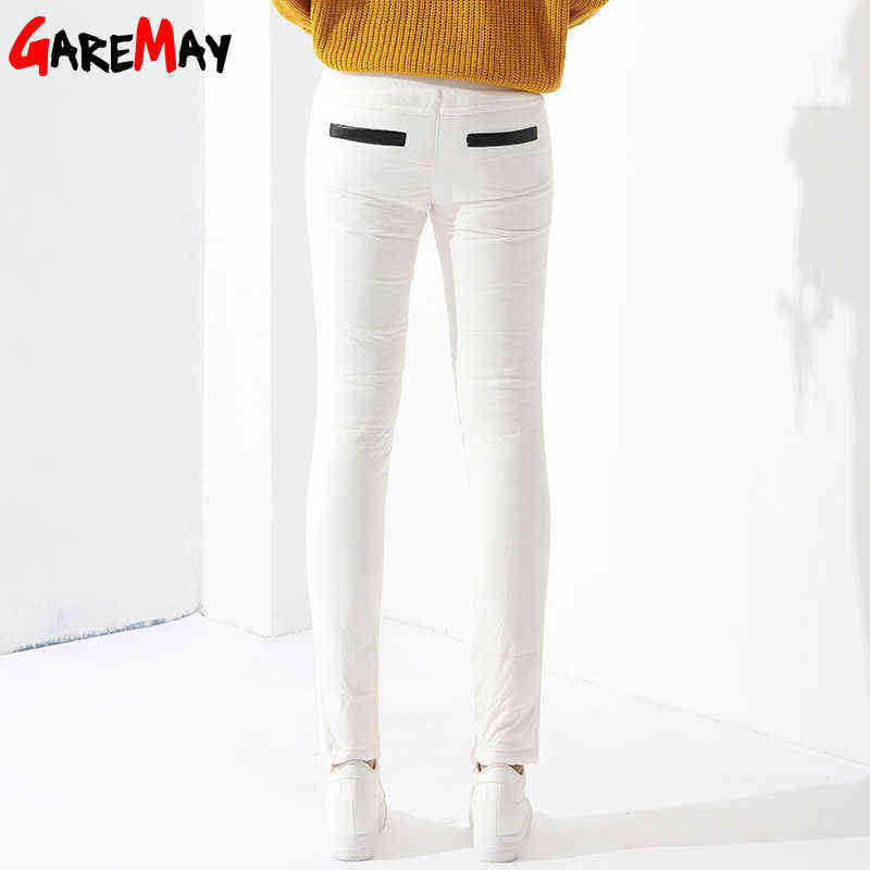 Warm Women's Trousers Winter Pants White Color High Waist Duck Down For Female Thick GAREMAY 211115