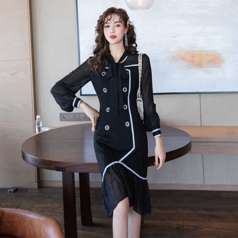 Dress autumn celebrity women's long-sleeved slim bag hips and ruffles Office Lady Knee-Length 210603, Black
Dress autumn celebrity women's long-sleeved slim bag hips and ruffles Office Lady Knee-Length 210603, Black