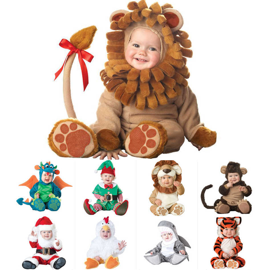 Animal Carnival Halloween Outfits Baby Boys Girls Costume Animal Cosplay Rompers Jumpsuit Toddlers Infant Clothes 210821