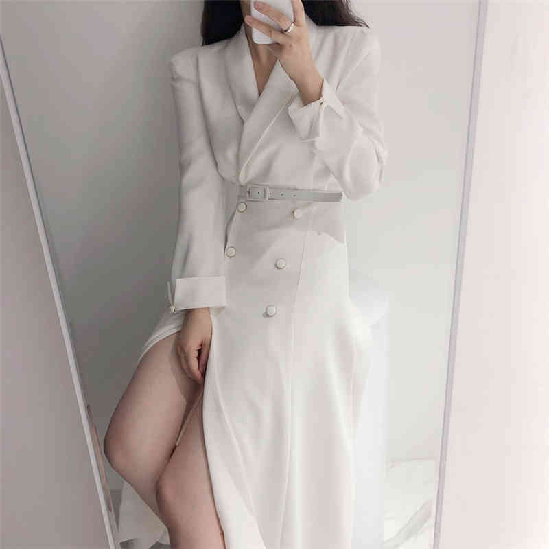 Windbreaker Minimalist Office Lady Outwear Elegant Solid Slim High Quality All Match Long Trench Coats 210421