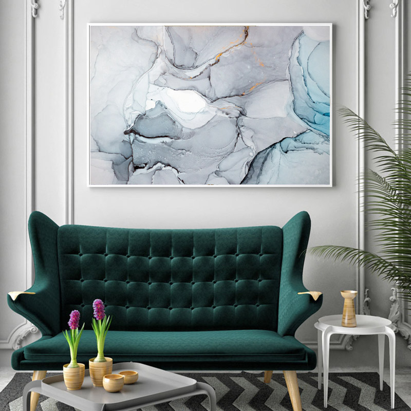 Large Size Canvas Painting Pink Blue Ink Poster Wall Art Abstract Picture HD Printing For Living Room Decoration No Frame