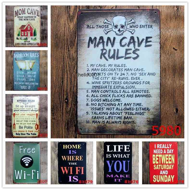 MAN CAVE RULES Retro Plaque Metal Plates Bar Pub Club Home Wall Decor ART Poster Vintage Decorative Signs Gift for Man N129
MAN CAVE RULES Retro Plaque Metal Plates Bar Pub Club Home Wall Decor ART Poster Vintage Decorative Signs Gift for Man N129