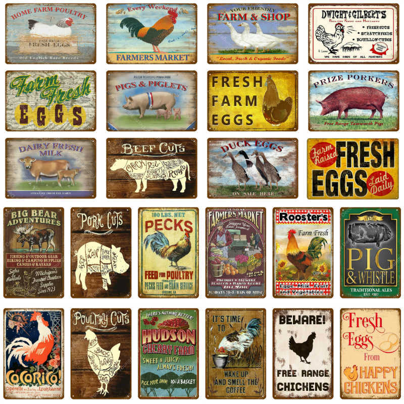 Fresh Chicken Duck Eggs Pig Pork Cow Beef Milk Rooster Metal Tin Signs Wall Poster Painting Plaque Home Store Shop Farm Decor
Fresh Chicken Duck Eggs Pig Pork Cow Beef Milk Rooster Metal Tin Signs Wall Poster Painting Plaque Home Store Shop Farm Decor