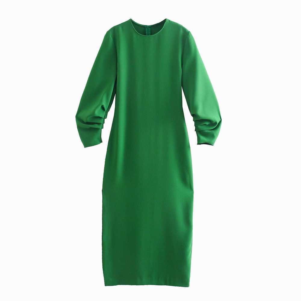 Women Dress Summer Fashion O-Neck Modern Lady Mid-Calf Vestidos 210602