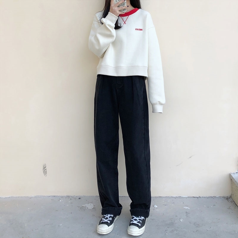 autumn winter korean style Women Sweatshirts letter embroidery Sweatshirt Womens pullovers (X1315) 210423