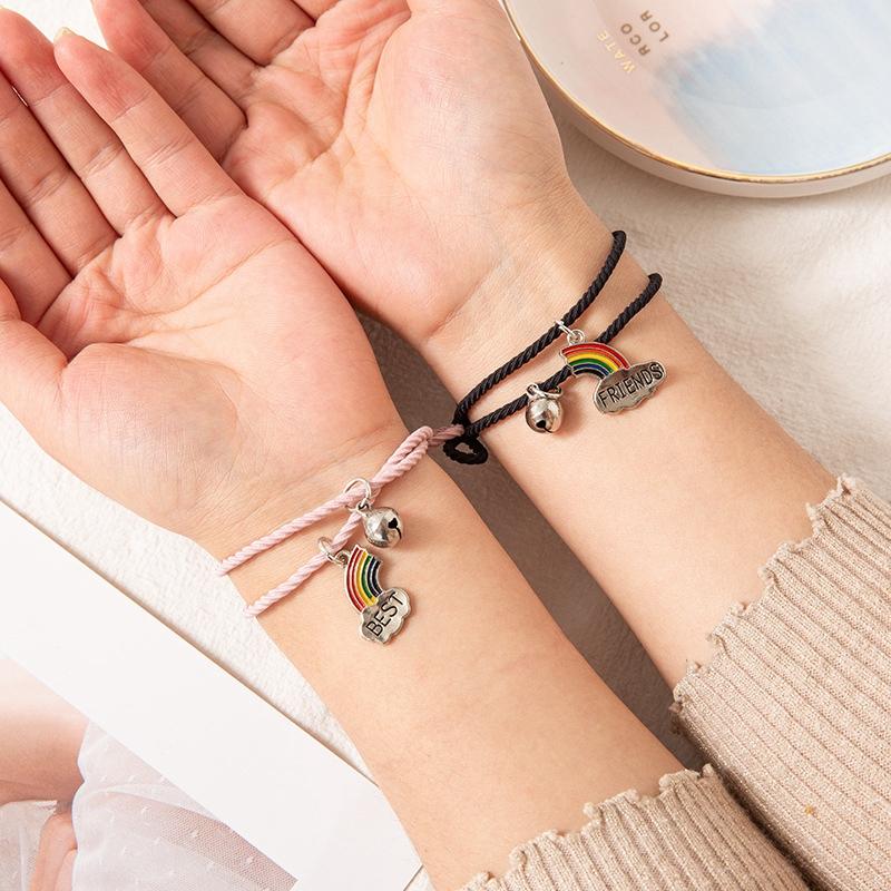 Bangle 2Pcs/lot Couple Bracelet Fashion Rainbow Clouds Small Bell Charm Gift For Friend Lover Handmade Trendy Jewelry
Bangle 2Pcs/lot Couple Bracelet Fashion Rainbow Clouds Small Bell Charm Gift For Friend Lover Handmade Trendy Jewelry