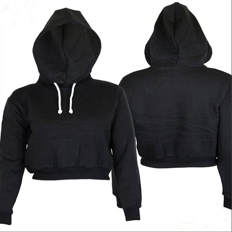 Autumn Women Hoodies Solid Crop Hoodie Long Sleeve Jumper Hooded Pullover Coat Casual Sweatshirt Top Sudaderas Mujer 210426