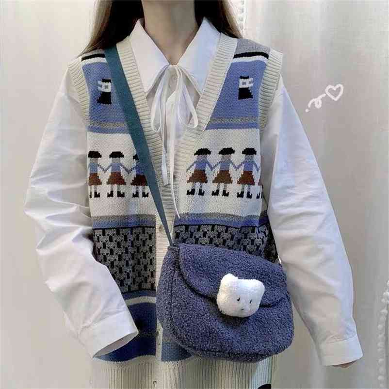 Sweater Vest Women British-style Patchwork Single-breasted V-neck Sleeveless Open-stitch Preppy-style Students Trendy 210519, White
Sweater Vest Women British-style Patchwork Single-breasted V-neck Sleeveless Open-stitch Preppy-style Students Trendy 210519, White