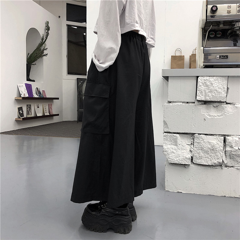 Harajuku Streetwear Korean cargo pants Women Man Summer Hip Hop Harem Wide Vintage Kimono Japan Loose black trousers 210422