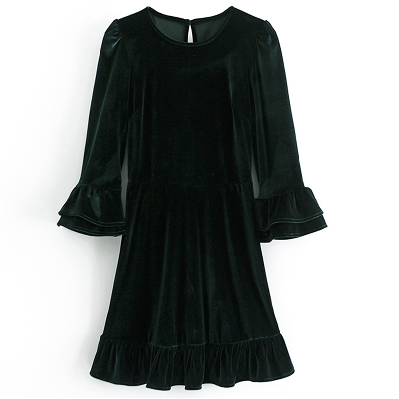 Patel Sleeve Mini Dress Female Velvet O-neck Ruffle Slim Spring Autumn Sexy Elegant Fashion Size L 210524, As the photo
Patel Sleeve Mini Dress Female Velvet O-neck Ruffle Slim Spring Autumn Sexy Elegant Fashion Size L 210524, As the photo