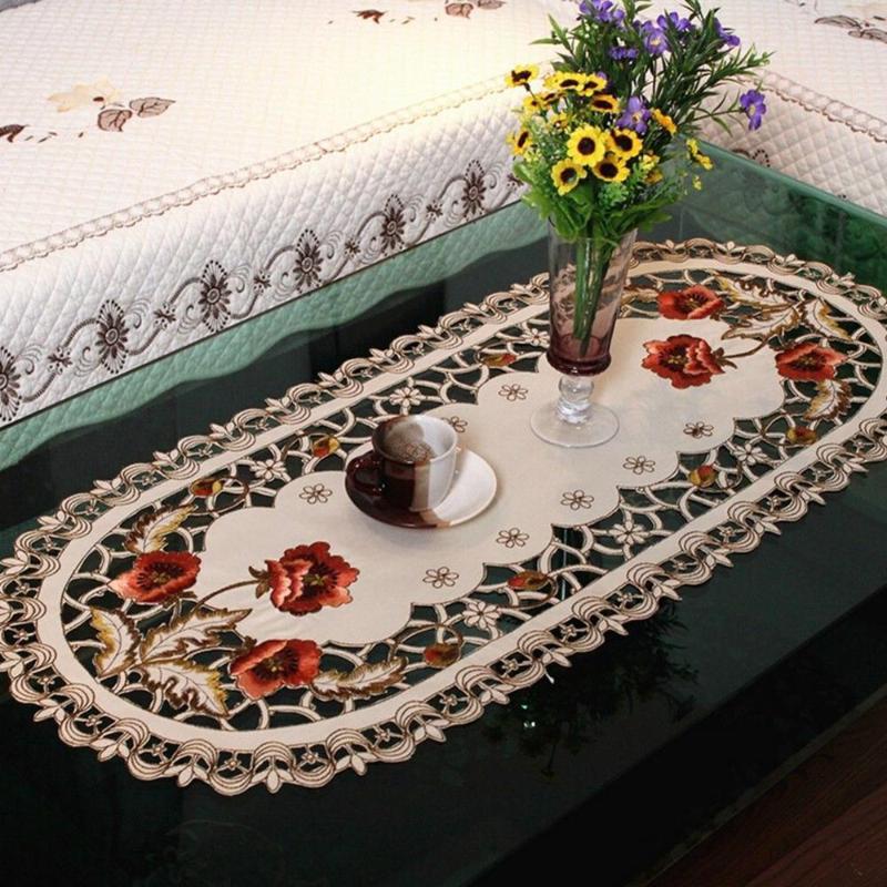40*85cm Table Cloth Rectangular For Wedding Decoration Vintage Embroidered Cover Party Banquet Home Decor