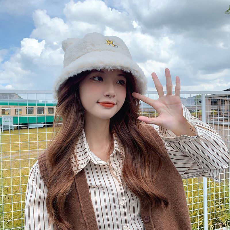 Wide Brim Hats Winter Fur Bucket Hat Bear Ear Ball Plush Fisherman Soft Warm Thick Basin Protection, White
Wide Brim Hats Winter Fur Bucket Hat Bear Ear Ball Plush Fisherman Soft Warm Thick Basin Protection, White
