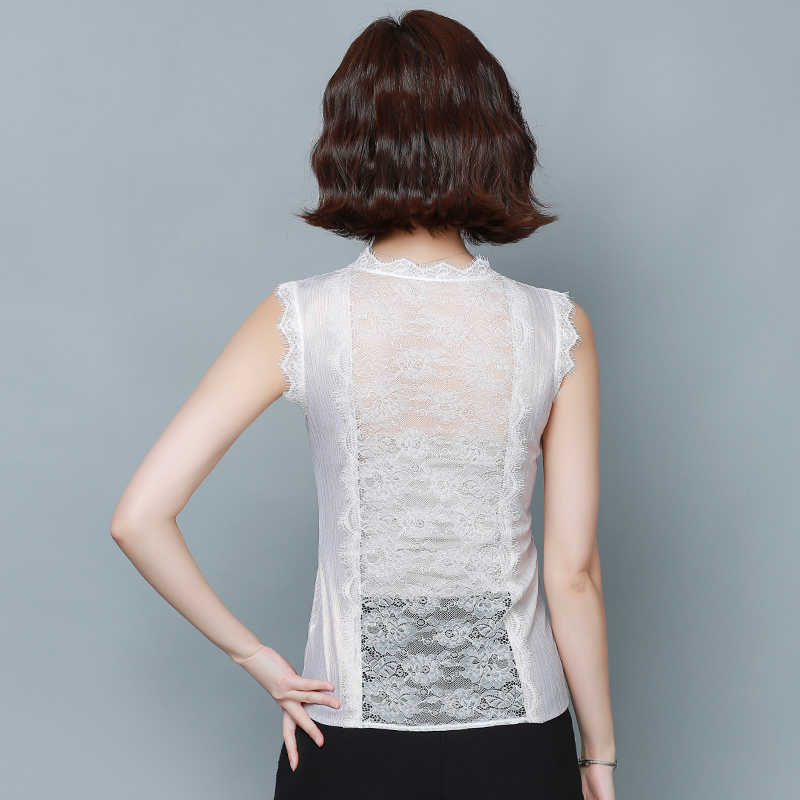 Summer Korean Fashion Silk Tank Top Women Satin Office Lady Lace Solid Plus Size XXXL/4XL White Clothing for 210531