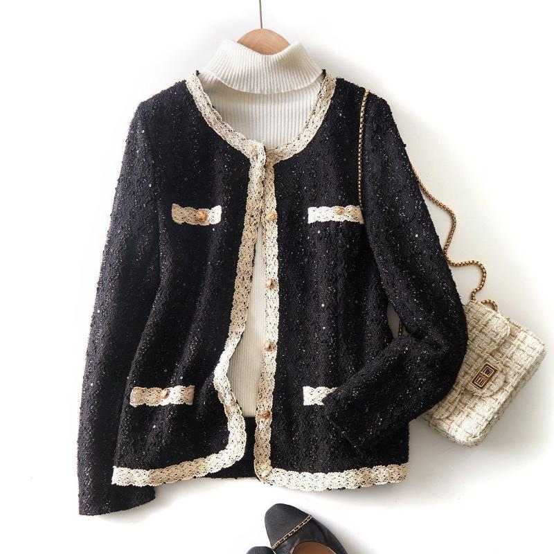 Women's Jackets Spring Autumn Small Fragrance Vintage Tweed Coat Women Elegant Lace Patchwork Black Outerwear Ropa Para Mujer, Black;brown
Women's Jackets Spring Autumn Small Fragrance Vintage Tweed Coat Women Elegant Lace Patchwork Black Outerwear Ropa Para Mujer, Black;brown