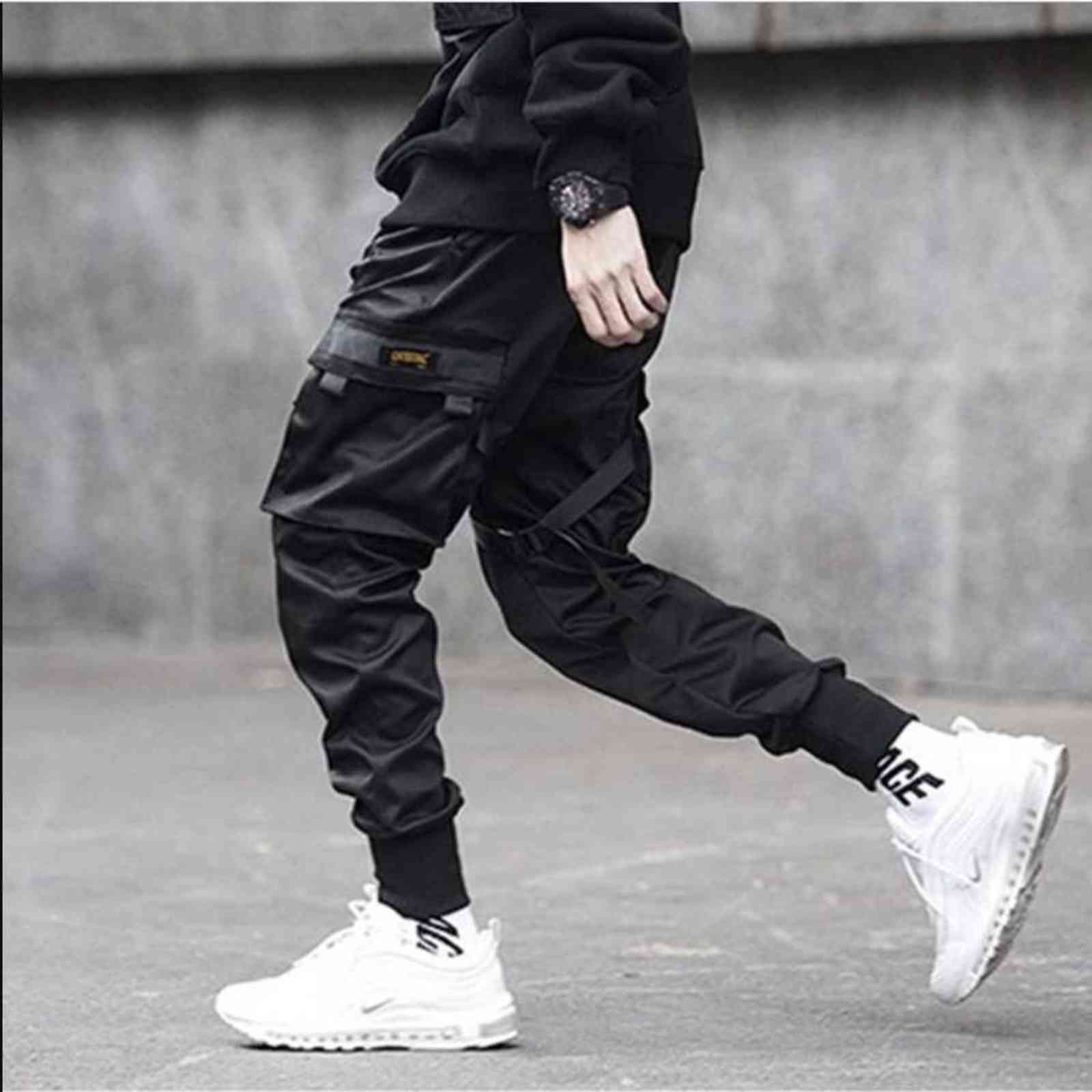 QIWN Man Cargo Pants Black Autumn Casual Men's Hip-hop Anime Joggers Men 211112
