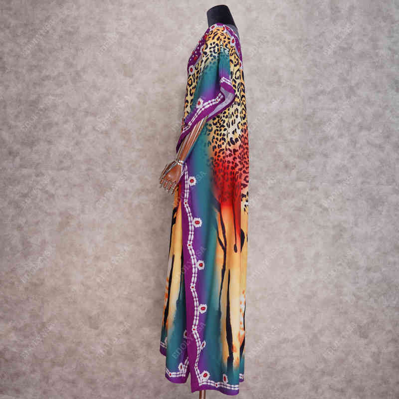 Quick-drying Swimwear Cover-ups Bohemian Leopard Printed Summer Dress Cotton Tunic Women Beach Wear Swim Suit Cover Up Q990 210420