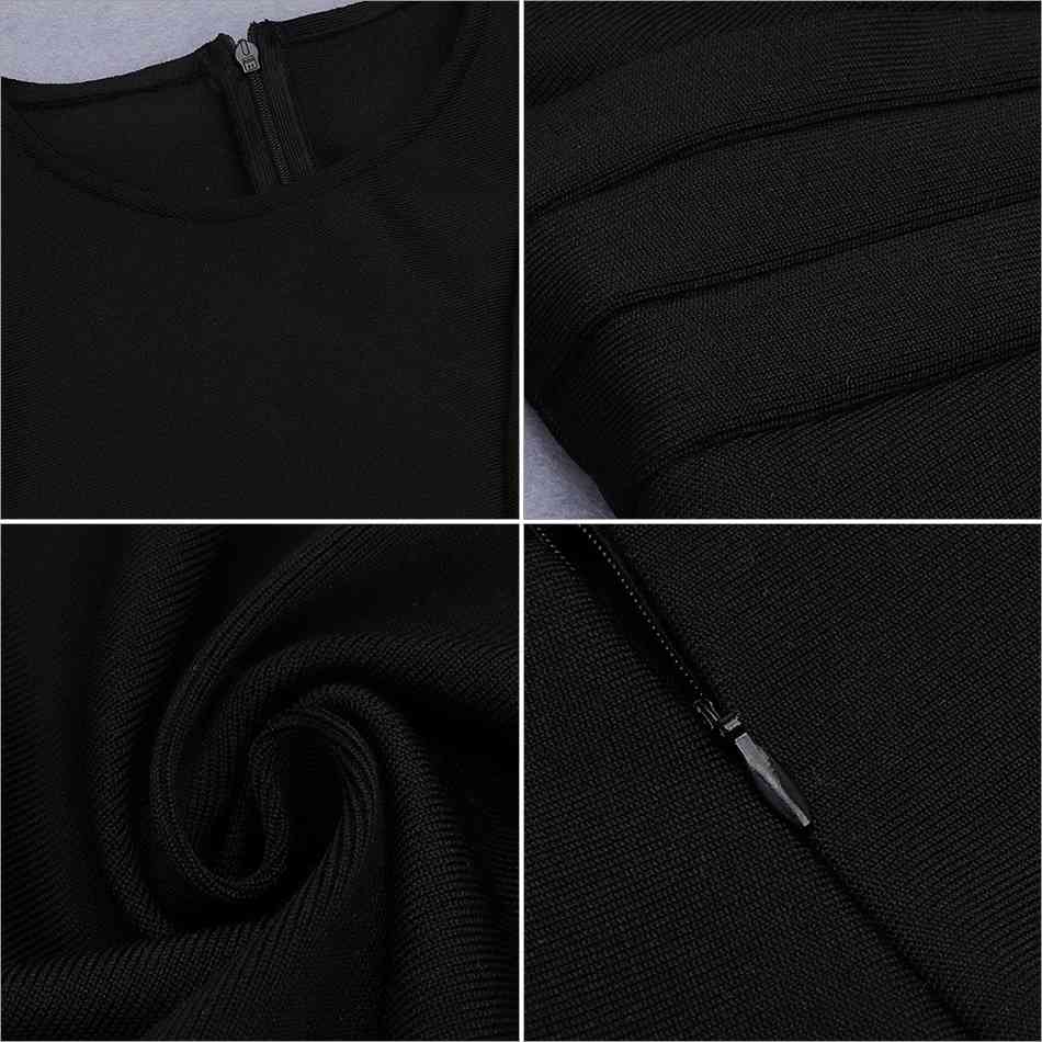 Free Autumn Women's Black Bandage Dress Elegant O-Neck Long Sleeve Irregular Bodycon Club Party es 210524