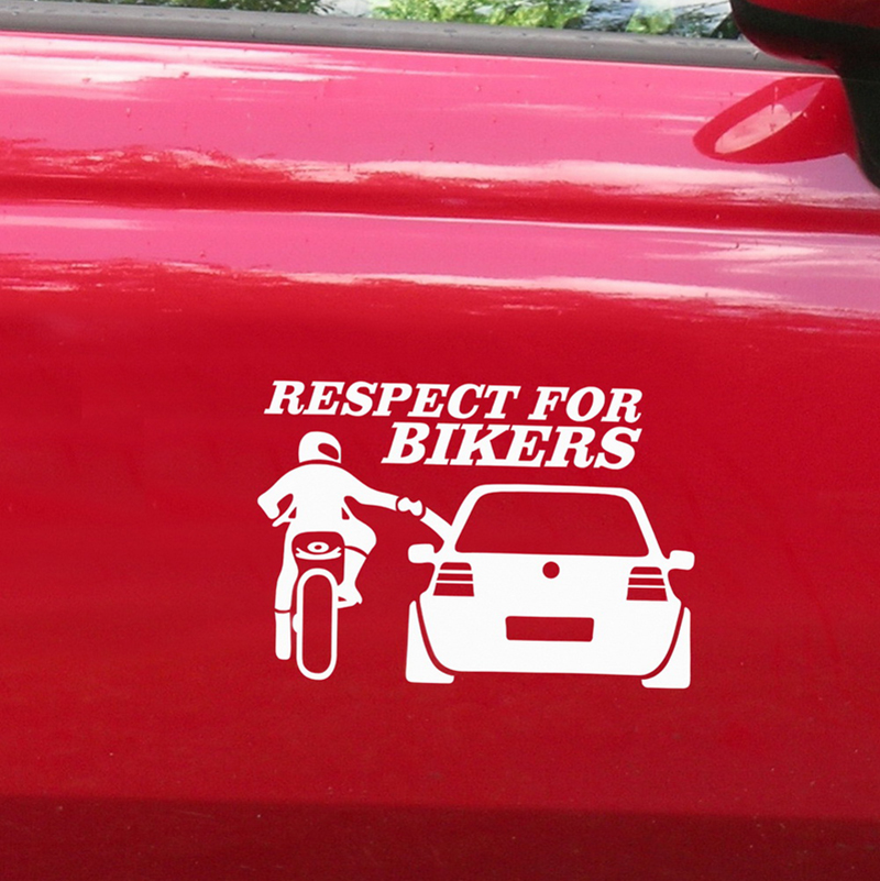 Car Respect For Bikers Sticker Funny Auto Stickers Skateboard Decals For Vehicle Motorcycle Luggage Bike Accessories