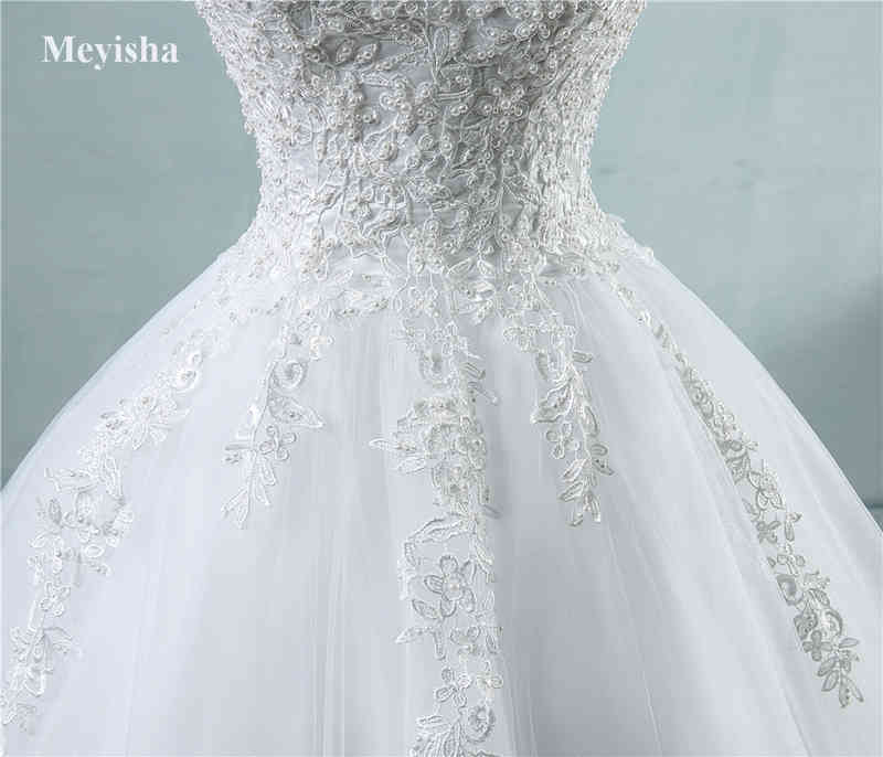 ZJ9076 Ball Gowns Spaghetti Straps White Ivory Tulle Bridal Dress For Wedding Dresses 2021 Pearls Marriage Customer Made