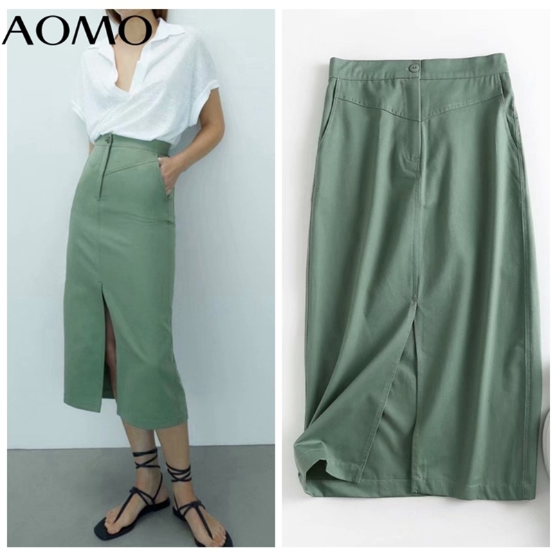 AOMO Women Green Cotton Midi Skirt Faldas Mujer Vintage Zipper Office Ladies Elegant Chic Mid Calf Skirts 4C99A 210702
AOMO Women Green Cotton Midi Skirt Faldas Mujer Vintage Zipper Office Ladies Elegant Chic Mid Calf Skirts 4C99A 210702
