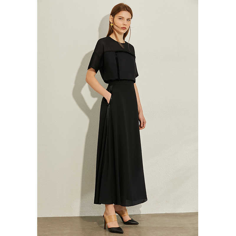 Minimalism Spring Summer Aline High Waist Women's Skirt Caual Lady Pocket Ankel-length Female 12040242 210527