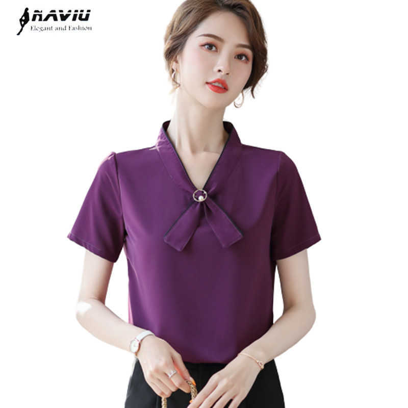 Shirt Women Summer Temperament V Neck Chiffon Wild Fashion Short Sleeve Blouses Office Ladies Loose Casual Work Tops 210604, Purple
Shirt Women Summer Temperament V Neck Chiffon Wild Fashion Short Sleeve Blouses Office Ladies Loose Casual Work Tops 210604, Purple