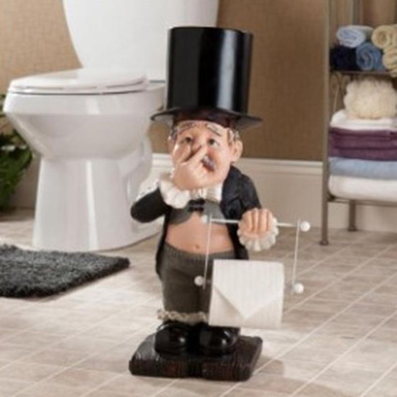 Garden Decorations Resin Butler Shape Tissue Stand Rack Sculpture Funny Creative Spoof Paper Holder Statue Cute Decorative For Toilet Decor