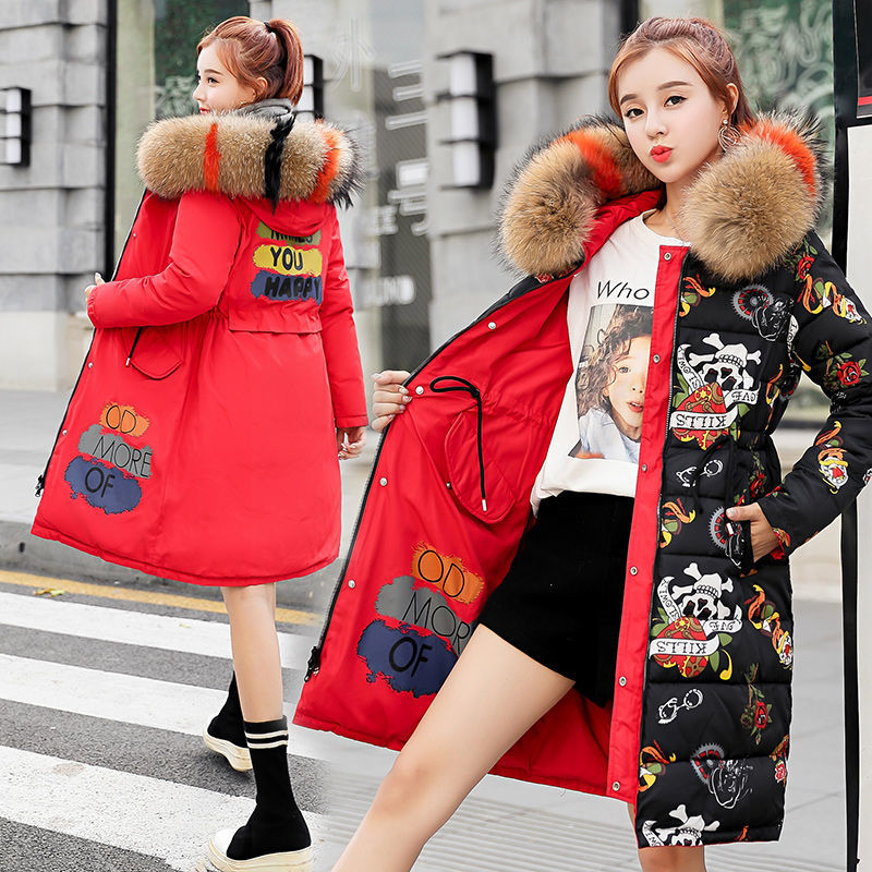 Double 2 Sides Winter Jacket Hooded With Fur Long Female Coat Cotton Padded Thicken Warm Parkas Mujer Invierno D267 210512