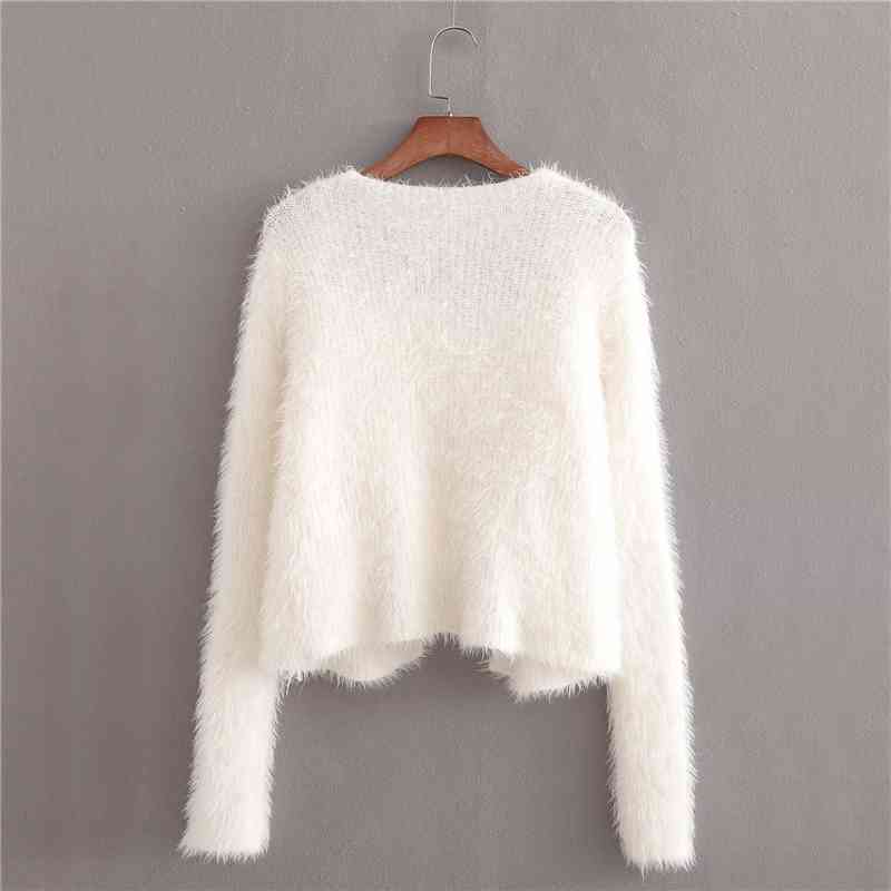 Elegant Women Chic Two Piece Suit Fashion Ladies Solid Sweater Tops Streetwear Female Sweet Soft Knitted Cardigan 210430