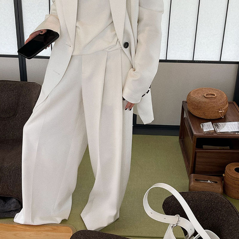 Straight Wide Leg Pants For Women High Waist Casual Loose Minimalist Joker Solid Trouser Female Fashion 210521