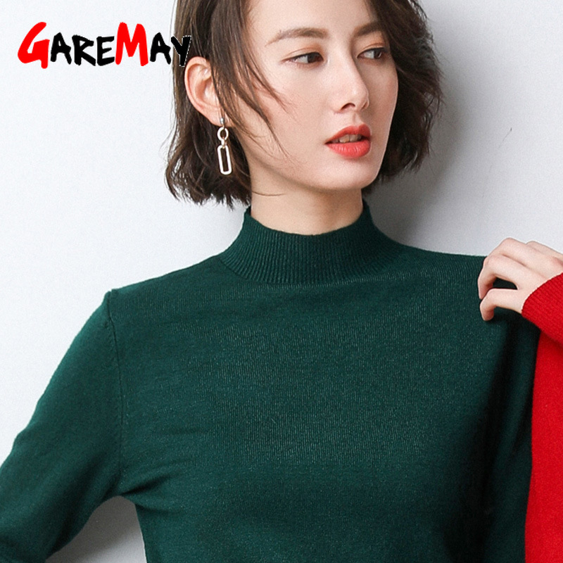 Women Knitting Sweater Long Sleeve Solid Soft Slim Female Stretch Fall Winter Short Round Neck Pullovers Knitwear Jumper 210428