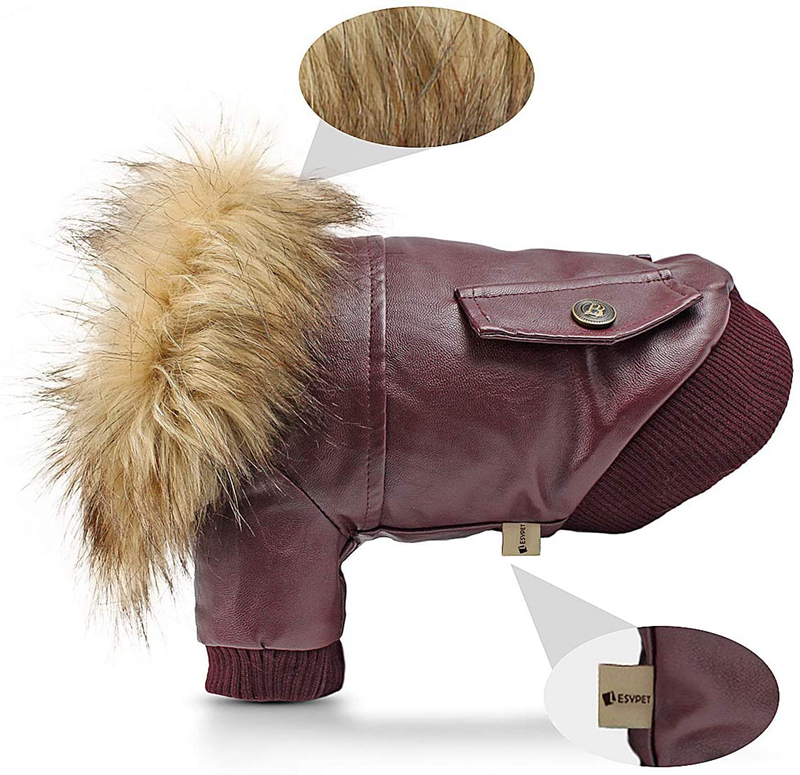 free shipping Designer Warm Coats Leather Waterproof Winter Clothes Dog Apparel for Small Medium Dogs Soft Puppy ets Flight Suit Worn in Cold Weather 