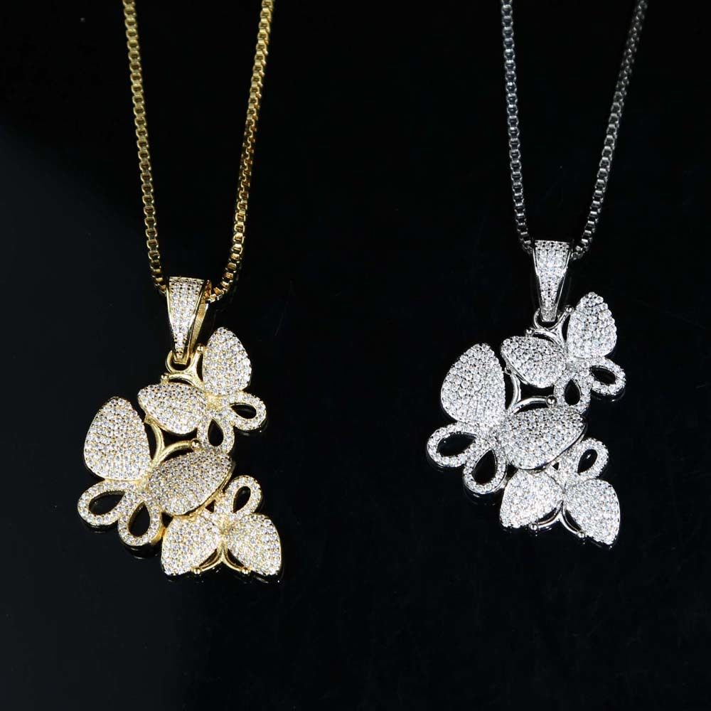 Charming 3pcs Butterfly Pendant Necklace Personality Shiny Crystal Cz Zircon Cuban Box Chain Hip Hop Necklace For Party Gift X0509
Charming 3pcs Butterfly Pendant Necklace Personality Shiny Crystal Cz Zircon Cuban Box Chain Hip Hop Necklace For Party Gift X0509