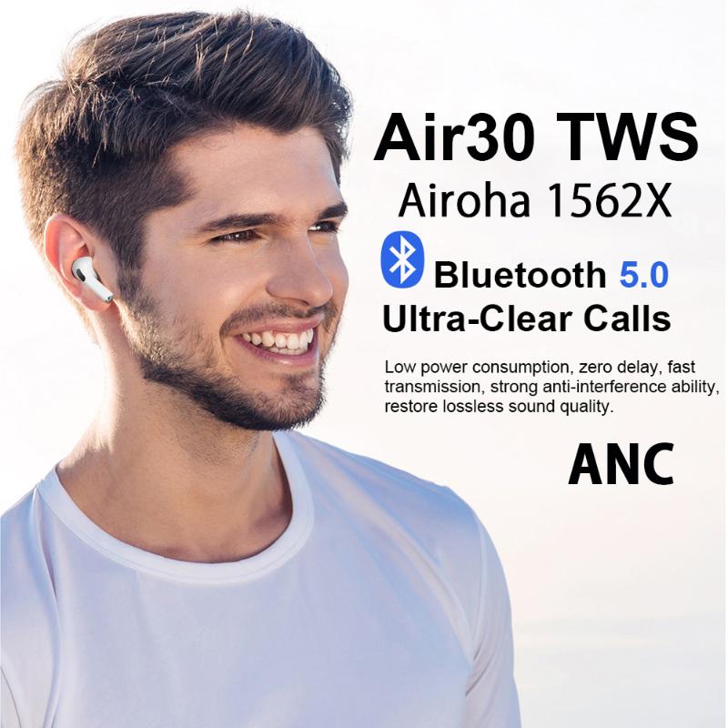 Headphones & Earphones Air30 TWS Airoha 1562X Chip Wireless Bluetooth Earphone With Charging Case Super Bass True Light Sensor PK I90000 I99, Black
Headphones & Earphones Air30 TWS Airoha 1562X Chip Wireless Bluetooth Earphone With Charging Case Super Bass True Light Sensor PK I90000 I99, Black