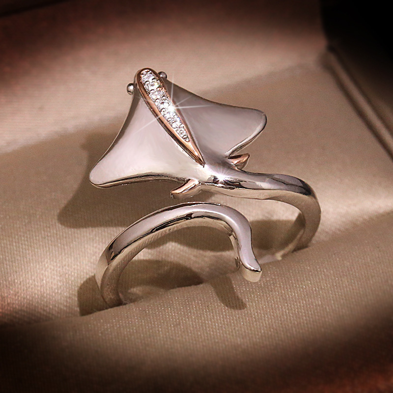 Choucong Ins Top Sell Wedding Rings Simple Fashion Jewelry 925 Sterling Silver Rose Gold Fill Double Color CZ Crystal Devil fish Eternity Women Open A