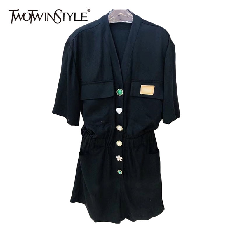 Black Casual Jumpsuits For Women V Neck Short Sleeve Pockets Lace Up Playsuits Female Summer Clothing 210521, Khaki
Black Casual Jumpsuits For Women V Neck Short Sleeve Pockets Lace Up Playsuits Female Summer Clothing 210521, Khaki