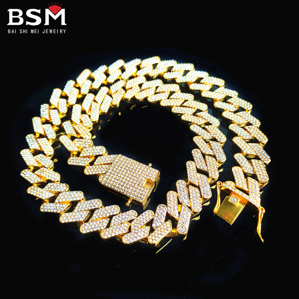Necklace Diamond 20mm Chains Three-Row Drill Miami Cuban Link Chain Full Zircon Men's Hip Hop
Necklace Diamond 20mm Chains Three-Row Drill Miami Cuban Link Chain Full Zircon Men's Hip Hop