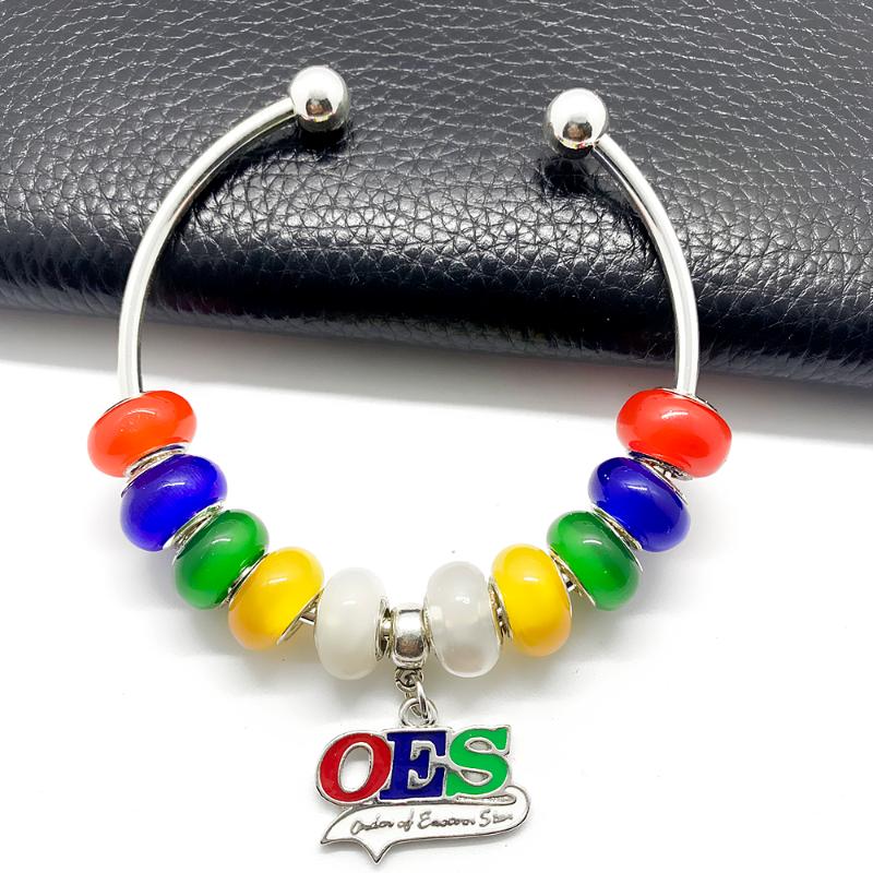 Charm Bracelets Fashion Order Of The Eastern Star OES Society Jewelry Colorful Big Hole Beads Open Wire Bangle Bracelet
Charm Bracelets Fashion Order Of The Eastern Star OES Society Jewelry Colorful Big Hole Beads Open Wire Bangle Bracelet
