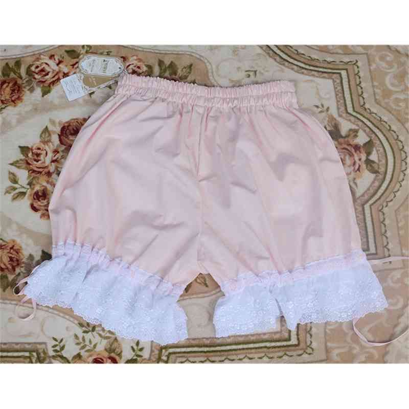 Sweet Women's Lolita Bloomer Elastic Waist Cosplay Shorts with Heart Shaped Pocket 210611