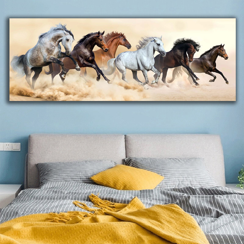 

SELFLESSLY Running Horses Wall Art Pictures Living Room Bedroom Colorful Abstract Animal Poster Vintage Home Decor Unframed