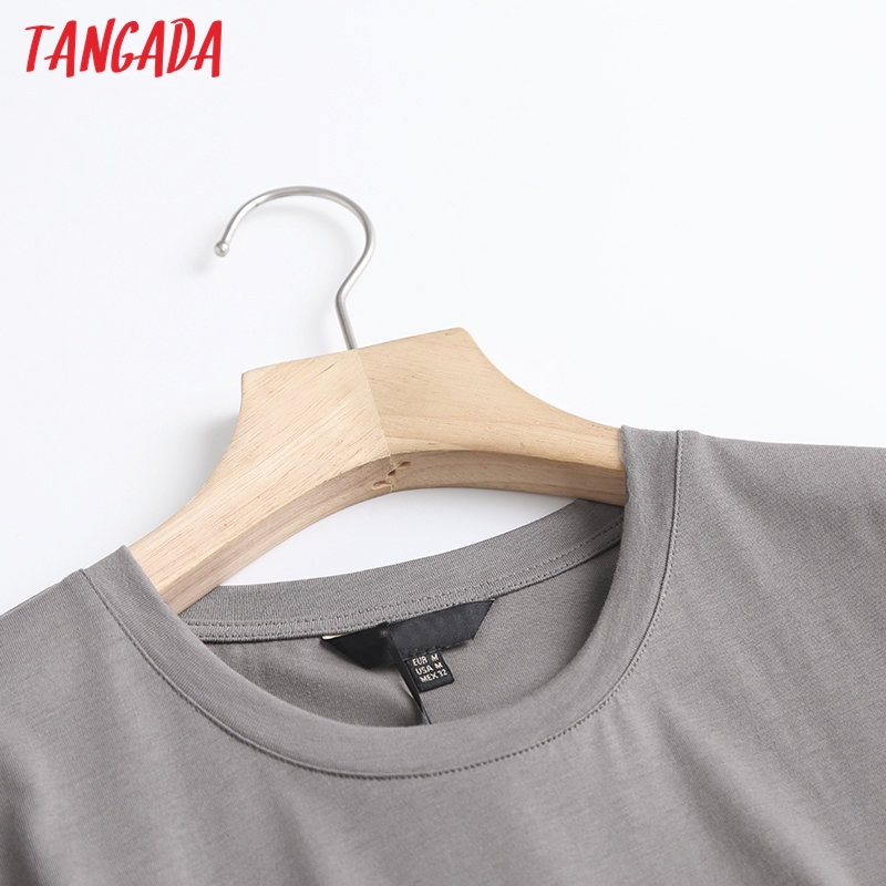 Women Gray Print Cotton T Short Sleeve O Neck Tees Ladies Casual Tee Shirt Street Wear Top 6D09 210416