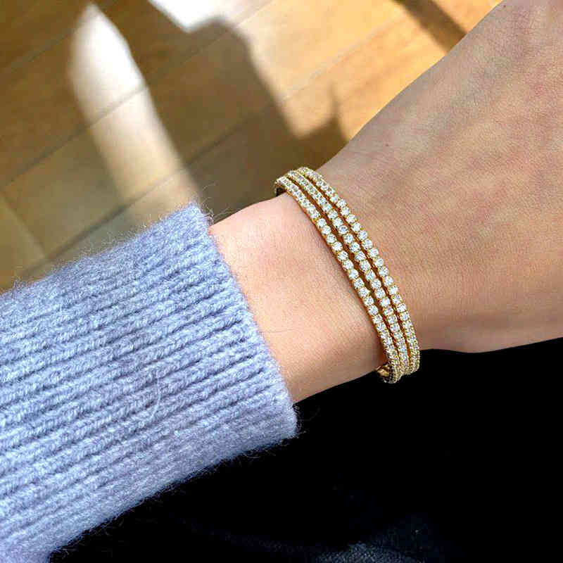 Charm Bracelets 2021 Micro Diamond Inlaid Exquisite Shining Star Three C-shaped Open Bracelet