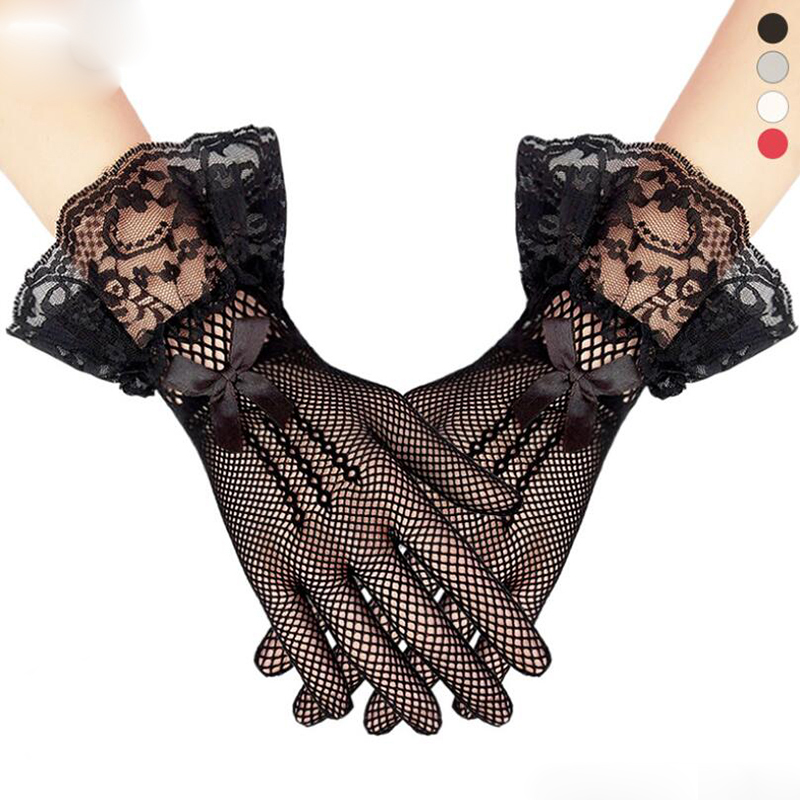 Women Lady Mesh Fishnet Gloves Sexy Lace Bowknot Wrist Summer Sunscreen Driving Evening Party girls Glove Black White
Women Lady Mesh Fishnet Gloves Sexy Lace Bowknot Wrist Summer Sunscreen Driving Evening Party girls Glove Black White